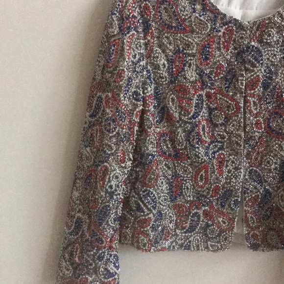 ALICE + OLIVIA Kidman Sequined Cropped Beaded Metallic Jacket - Picture 7 of 8